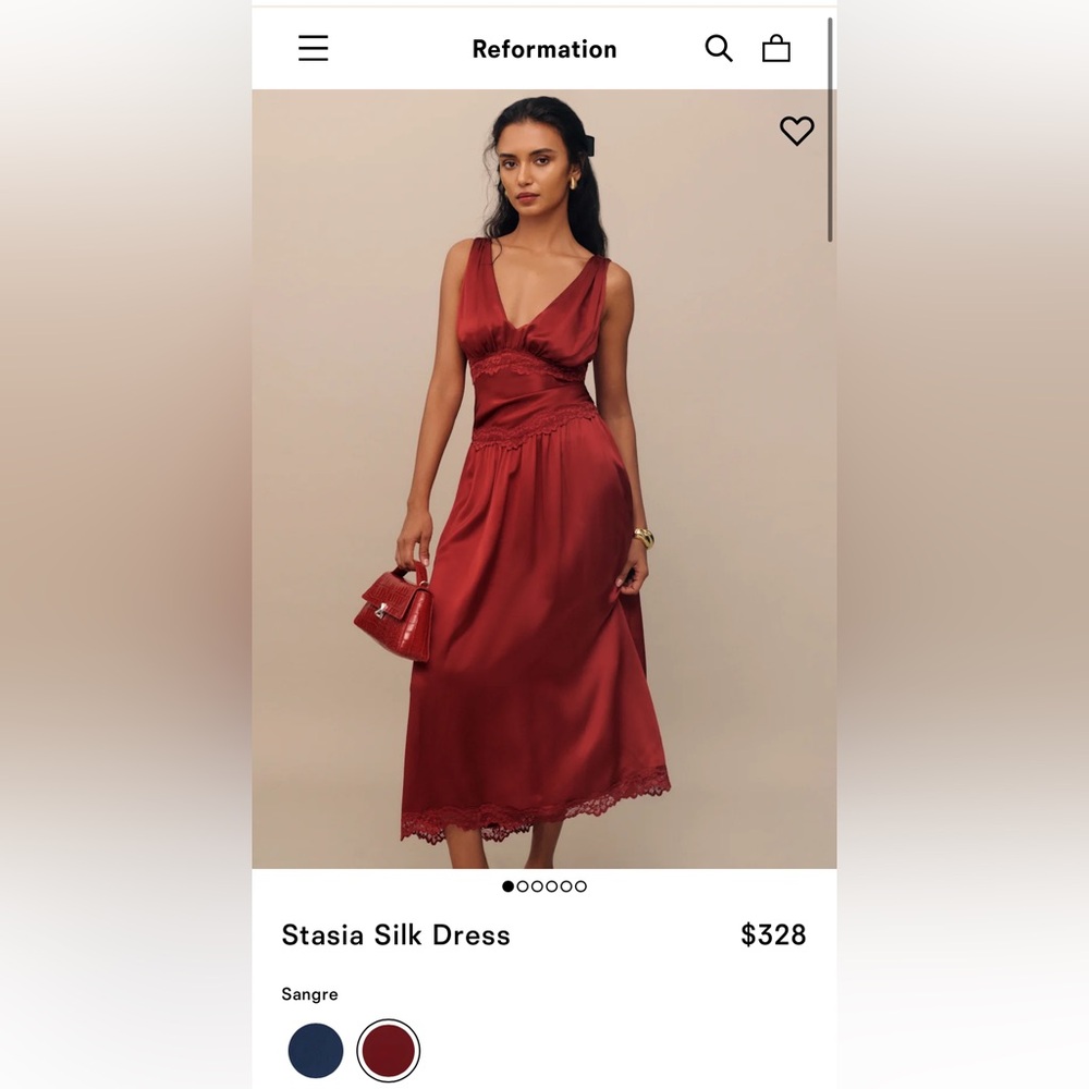 Reformation Stasia Silk Dress - Red